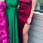 Windsor Callie High Slit Satin Formal Dress Photo 4