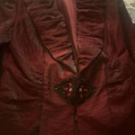 J.R. Nites by Caliendo Women’s Jacket Size 8 Burgundy Ruffle Trim Beaded Evening Red Photo 6