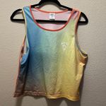 Malibu CA Beach Tie Dye Green Orange Cropped Tank Top Sleeveless Tee Siez Large Blue Photo 1