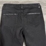 Cache  Black Bootcut Jeans Faux Leather Trim Mid Rise Women 8 Flare Leg Pants Photo 6