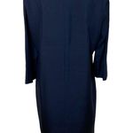 Tom and Linda Platt Dress Silk Button Up Sheath Shift Dress, Navy, Size Medium Photo 4