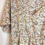 SheIn  Curve Ivory Floral Peplum Blouse Short Sleeves Sz 1X XC Photo 2