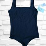 Nordstrom  BP Women’s XXS Square Neck Solid Black Bodysuit • Thong Style Tank NWT Photo 0