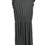 Loft  rayon M gray midi dress sleeveless ruffle office casual travel vacation Photo 1