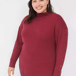 Lane Bryant Burgundy Mock Neck Long Sleeve Snap Detail Tunic Top Plus Size 26 28 Photo 0