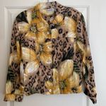 Chico's Chico’s Linen Fall Animal Print Floral Denim Style Jacket Brown Gold 0 (US XS) Photo 0