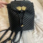 ZARA faux leather black quilted gold lion head medium backpack Photo 2