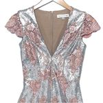 Dress the Population  Sabrina Pink and Silver Sequin Lace Romper Size S Photo 3