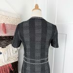Misook Bold Plaid Tweed Knit Sheath Dress Short Sleeve Stretch Black White Sz S Photo 7