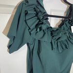 XScape Women's Isla Long CREPE OFF THE SHOULDER Green RUFFLE Dress Plus Sz 20 Photo 10