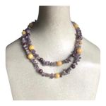 Retro Summer Vibe Beaded Irregular Shaped Purple and Yellow Beads Necklace Photo 3
