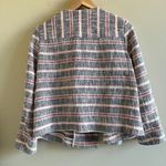 ZARA Striped Blazer Jacket Top Collarless Pockets Tweed Womens Size S Photo 3