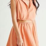Free People  Beach Orange Terry Cloth Mini Skort Skirt with Shirts Size Medium Photo 1