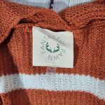 Fantastic Fawn Rust & Ivory Stripe Open Front Duster Knit Cardigan S NIB Photo 4