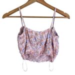 Hippie Rose  Crop Top Womens S Pastel Pink Floral Tie Front Smocked Coquette Photo 4