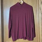 Alembika Striped Jersey Turtleneck Top Small Red Dark Plum Photo 0
