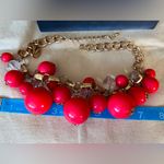 Pink bubble gumball flower necklace with gold accents Photo 2