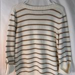 Jones New York Crew Neck White Sweater with Gold Stripes 3/4 sleeves Size XL Photo 2