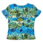 Vintage Y2K Forbidden Floral Fairy Whimsical Blue Green Mesh Short Sleeve Top Size L Photo 1