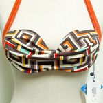 Peixoto Underwire Halter Via Linda Geometric Bikini NWT XS Cream Orange Gray Red Photo 2