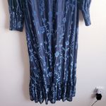 Baltic Born  Penelope Midnight Blue Velvet Floral Long Sleeve Dress Maxi Photo 5