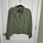 Rails  linen blend‎ double breasted green military utility jacket size large Photo 2