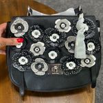 Michael Kors  Cassie Floral Applique Black Leather Large Satchel Crossbody Bag Photo 7