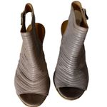 Fabianelli Open Toe Leather Ankle Booties Chunky Block Heel Women Size 37 US 6.5 Gray Photo 1