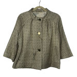 Kate Spade  New York Metallic Tweed Cropped Jacket Size L Gold Black Evening Photo 0