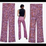 ZARA  printed flare high waisted pants. Retro swirl pattern. Photo 2