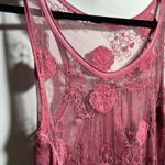 Sheer Lace Floral Tank Top Tunic Dusty Rose Fairy Boho Festival Womens XL Pink Photo 2