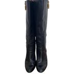 Banana Republic  Black Leather Knee High Boots Gold Zip Size 9M Photo 2