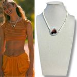 Free People  Choker Necklace in White Ceramic NWT Bohemian Beach Layering Neutral Photo 2