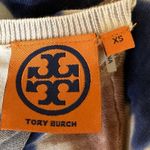 Tory Burch Beige Blue Striped Tie Dye V Neck Button Down Cardigan Sweater Sz XS Photo 2