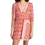 Antik Batik Iloni Cotton Silk Blend Red Floral Print Mini Dress SMALL Photo 1