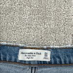 Abercrombie & Fitch A&F “the mom short high rise ” cutoff distressed medium wash blue denim shorts Photo 1