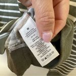 Garage  Olive Green & Cream stripe with lace shoulders sweatshirt Sz M NWT Photo 3