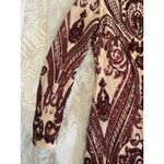 Main Strip  sequin bodycon mini dress, nude mesh with burgundy‎ beaded design L Photo 3