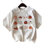 SheIn Funny Pumpkin Print Graphic T-Shirt in White, Size S Photo 0