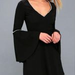Lulus  long bell sleeve black dress with pearl details size XS Photo 1