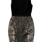 Giambattista Valli Black Surplice Crocodile Print Sleeveless Shift Dress Photo 2