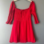 Reformation LouLou Smocked Mini Dress in Cherry Red Photo 4