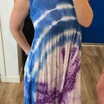 Sol clothing tie dye hippie boho beach midi dress swim cover up blue purple Med Photo 3