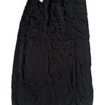 Aerie American Eagle Black Satin Midi High Slit Skirt With Lace Size Large Photo 0