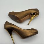 Giuseppe Zanotti  Bronze Gold Leather Crystal Embellished Pumps Heels Size 38 Photo 3