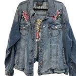 Torrid Premium Denim Jacket with Tiger and Floral Embroidery EUC Photo 1