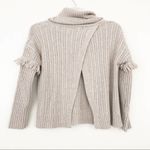Artisan NY Wool Blend Tan Knit Turtleneck Sweater Fringe Sz M Photo 2