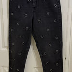 Topshop  Alien Rhinestone Mom Straight leg Jeans Black Grunge Emo Street Unique Photo 0