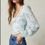 Free People Floral Blue and White Women's Top Photo 0