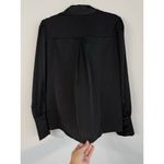 BTFBM Women’s M Black Satin Button Down Shirt Lantern Long Sleeve Office Casual Size M Photo 8